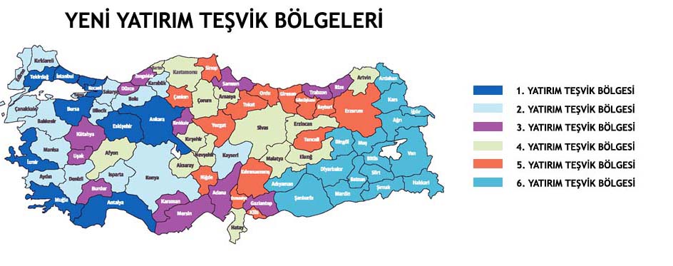 Yatırım Teşvik Bölgeleri Haritası